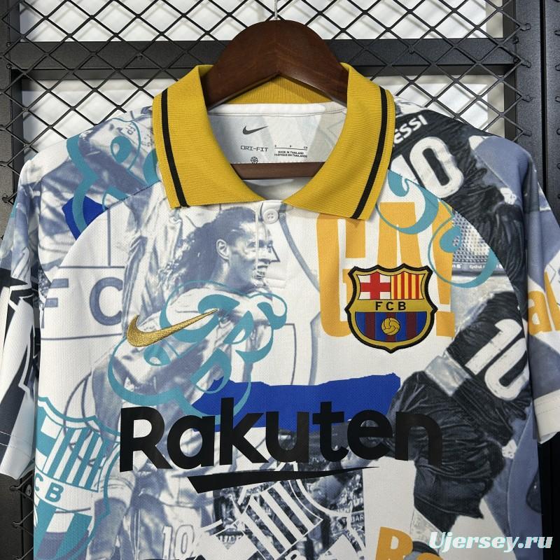 25/26 FC Barcelona White with Collage Art Jersey