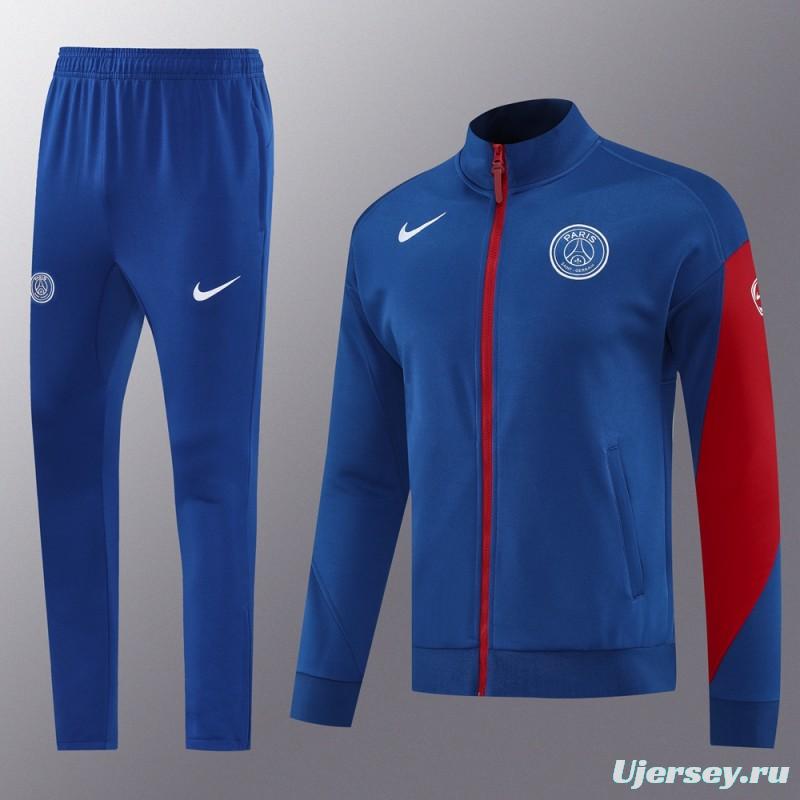 25/26 PSG Blue Full Hoodie Zipper Jacket +Long Pants