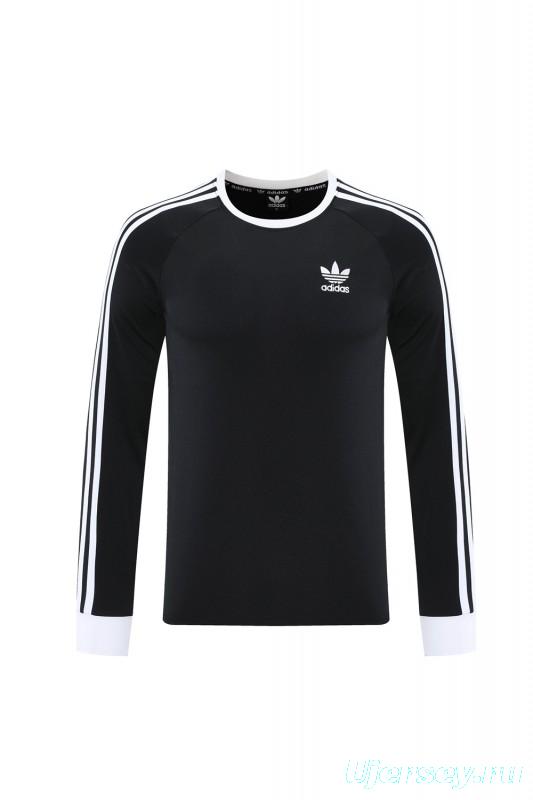 2025 Adidas Originals Long Sleeve T-Shirt Collection - Navy/White/Black with 3-Stripes