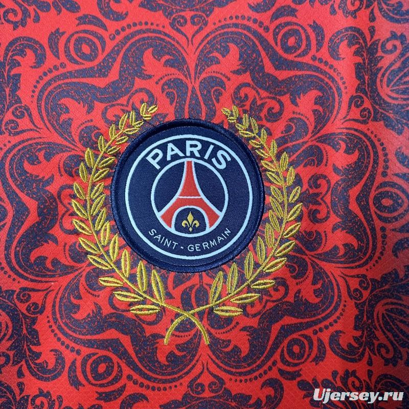 25/26 PSG  Paris Saint-Germain Navy with Red Ornate Pattern Jersey