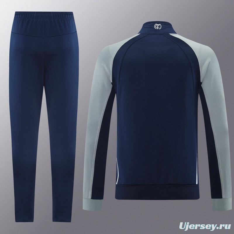 25/26 Real Madrid Navy/Grey Full Zipper Jacket +Long Pants