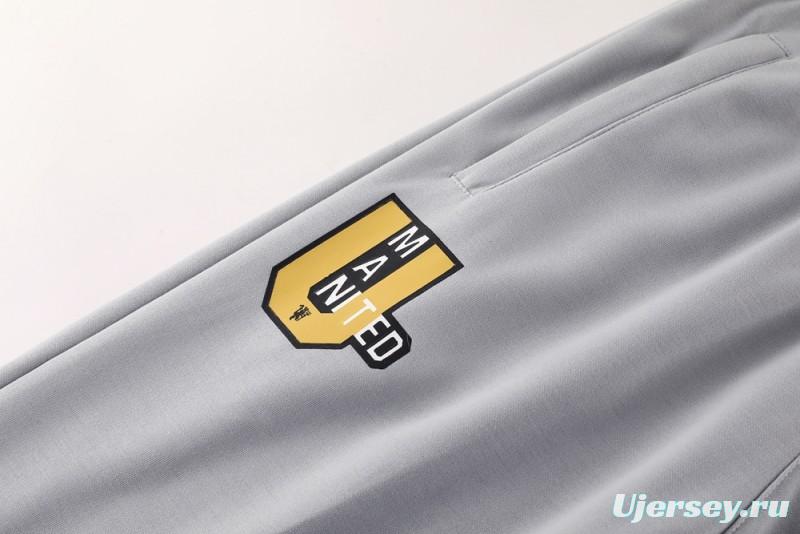 25/26 Manchester United Hooide Grey Full Zipper Jacket + Long Pants