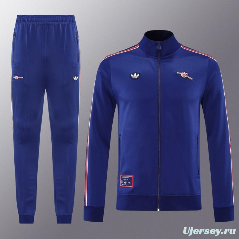 25/26 Arsenal Blue with Red & White Stripes Full Zipper Jacket +Long Pants