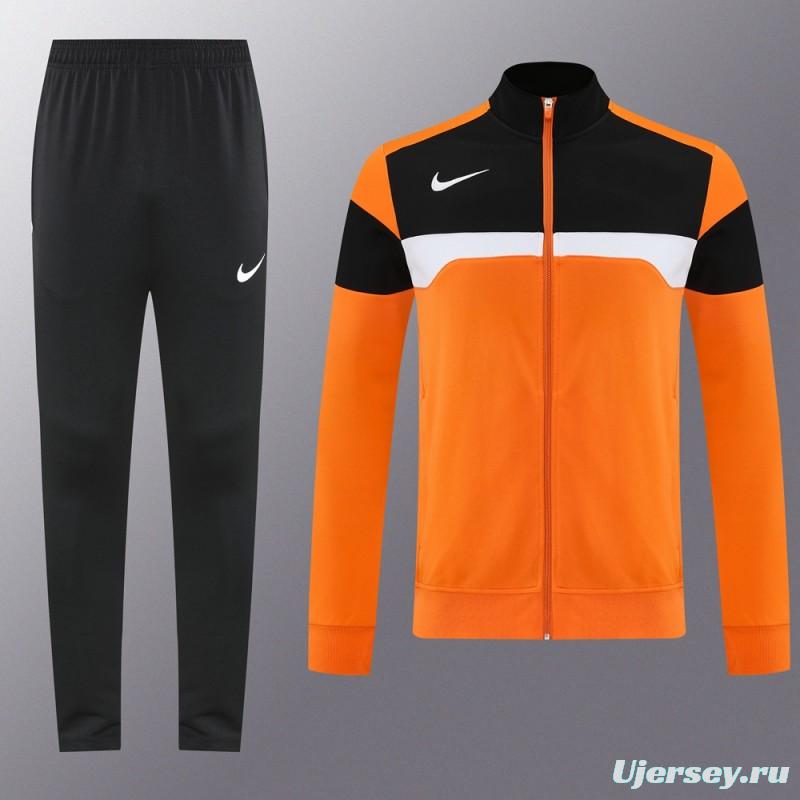 2025 Nike Orange/Black Full Hoodie Zipper Jacket +Long Pants