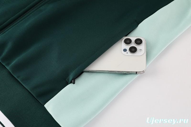 2025 Nike Green/White Full Hoodie Zipper Jacket +Long Pants