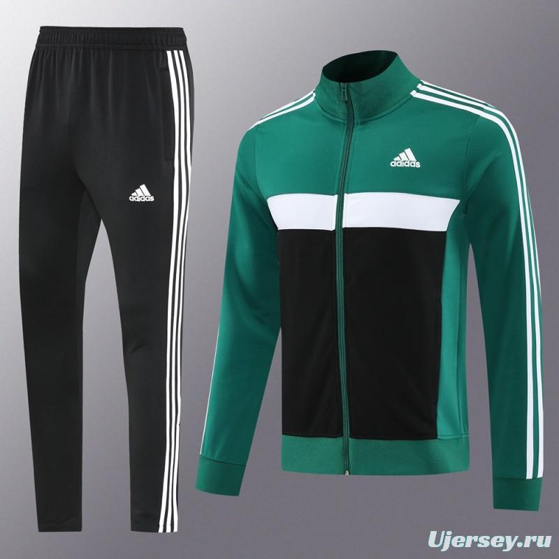 2025 Adidas Green/Black Full Zipper Jacket +Long Pants
