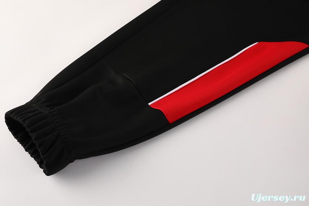 25/26 AC Milan Black/Red Full Zipper Jacket +Long Pants