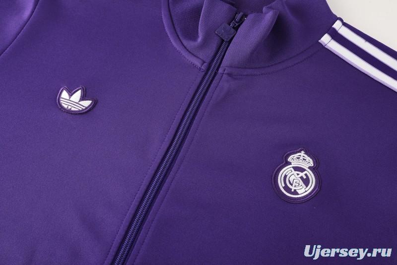 25/26 Real Madrid Purple Full Zipper Jacket +Long Pants