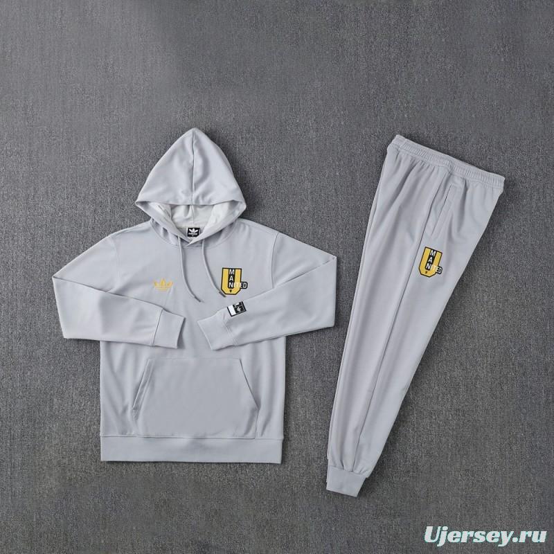 25/26 Manchester United Hooide Grey Full Zipper Jacket + Long Pants