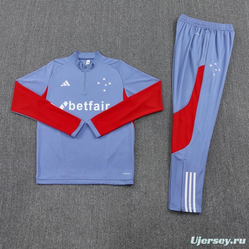 25/26 Cruzeiro Bluish Gray Navy Half Zipper Jacket+Long Pants