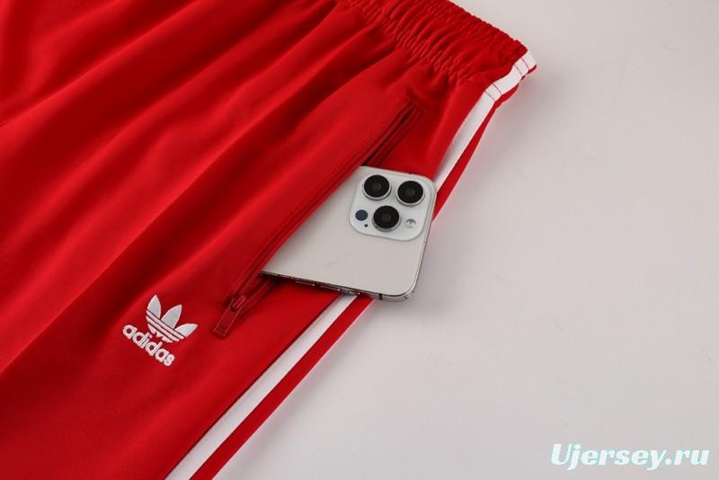 2025 Adidas Original Red Full Hoodie Zipper Jacket +Long Pants