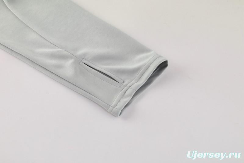 2025 Adidas Light Grey & Black with Leopard Print Pattern Half Zipper Jacket +Long Pants