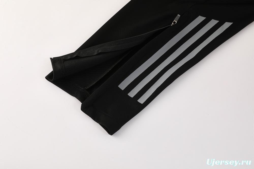 2025 Adidas Light Grey & Black with Leopard Print Pattern Half Zipper Jacket +Long Pants