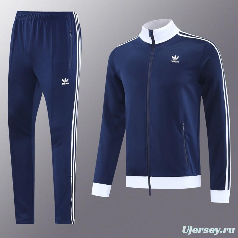2025 Adidas Original Navy Full Hoodie Zipper Jacket +Long Pants