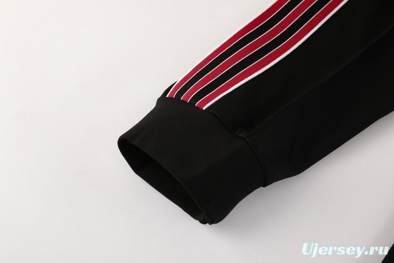 25/26 Manchester United Black Full Hoodie Zipper Jacket +Long Pants