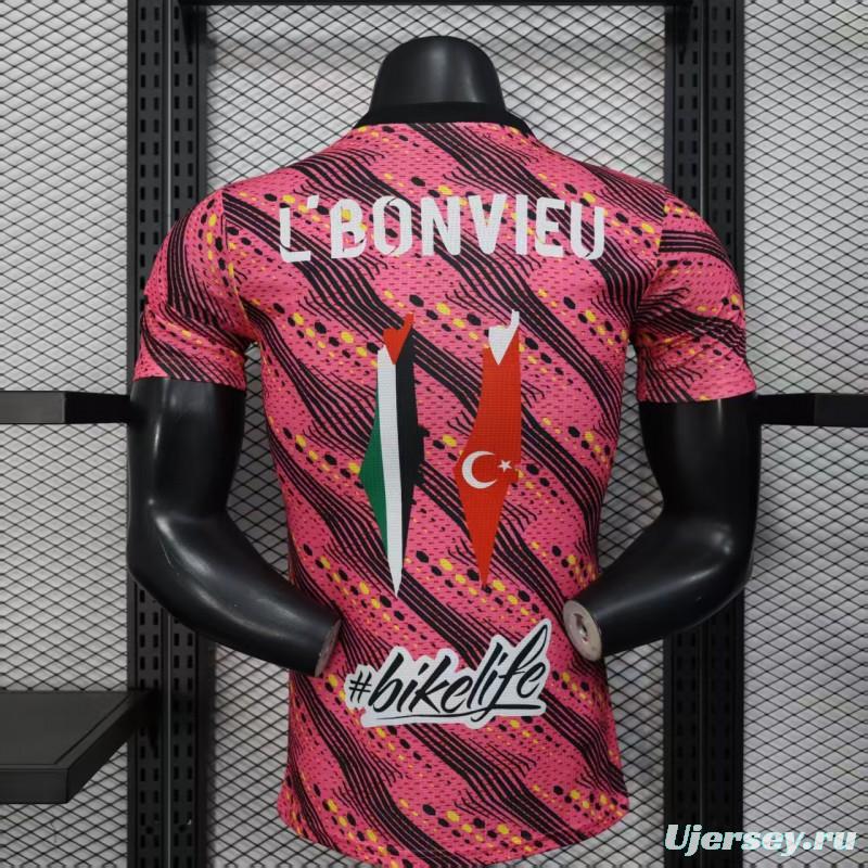 Player Version 25/26 Palestine Pink with Geometric Wave Pattern Jersey