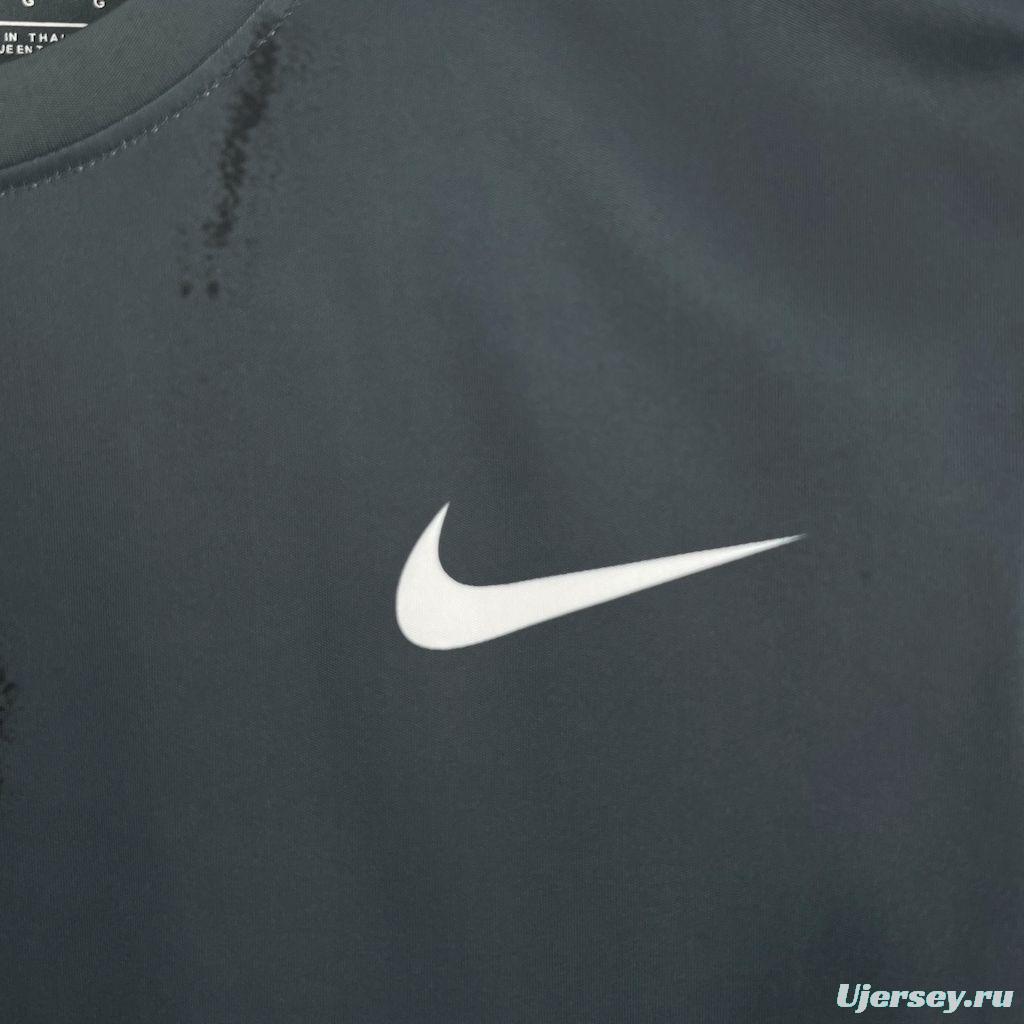 2025 NIKE Training Dark Grey with Abstract Paint Brush Pattern T-Shirt #1045