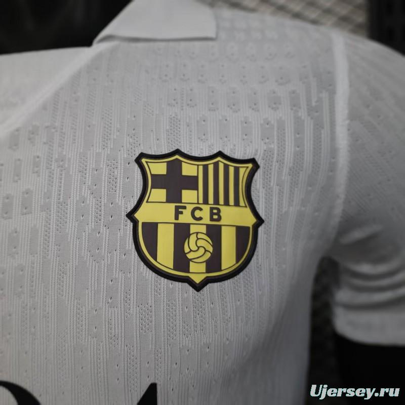 Player Version 25/26 FC Barcelona White Jersey With 304 Sponsor