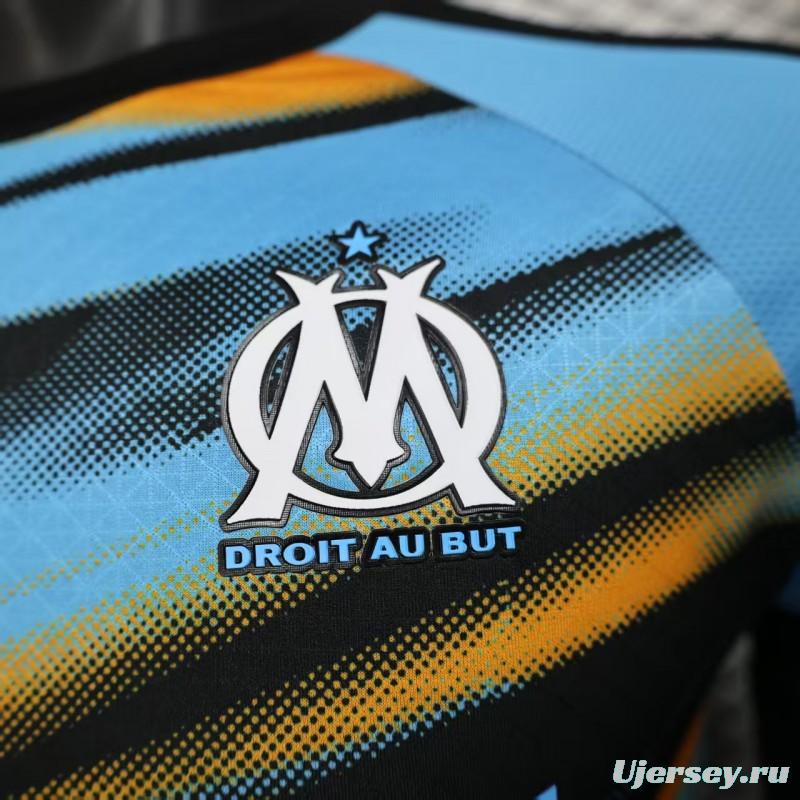 Player Version 25/26 Olympique de Marseille Blue with Orange Gradient Stripe Jersey