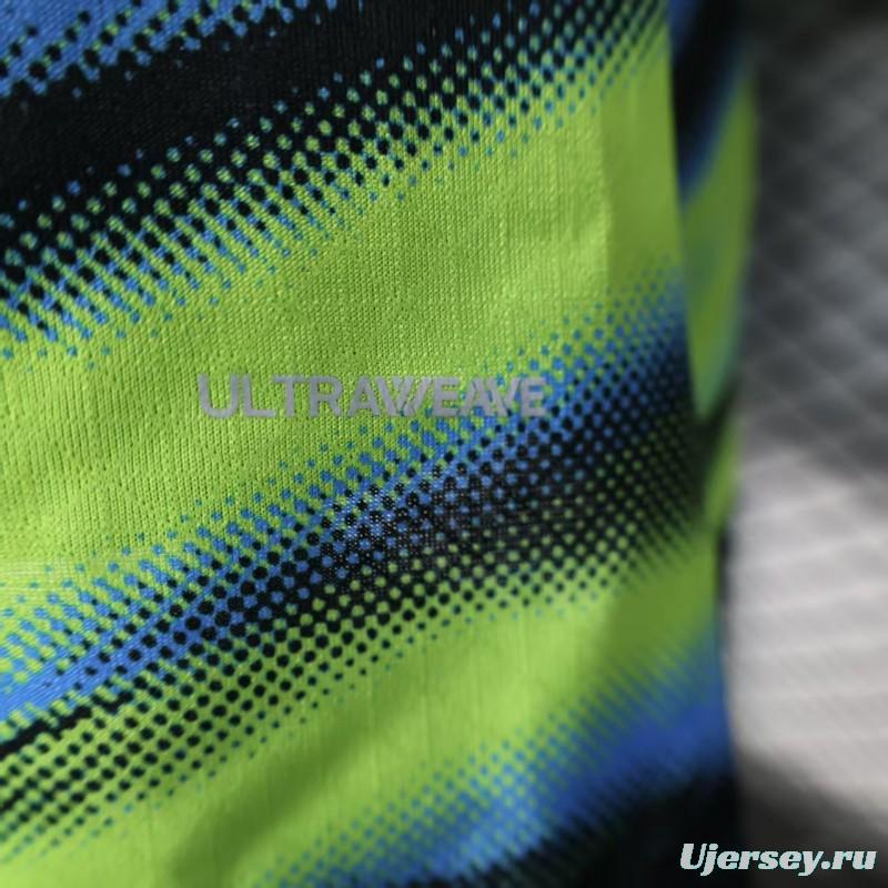 Player Version 25/26 Olympique de Marseille Neon Green Blue Black Gradient Stripe Jersey