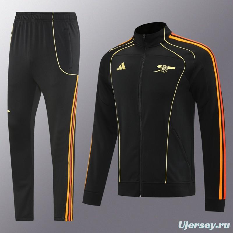 25/26 Arsenal Black Full Zipper Jacket + Long Pants