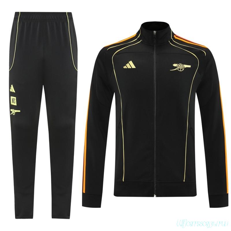 25/26 Arsenal Black Full Zipper Jacket + Long Pants