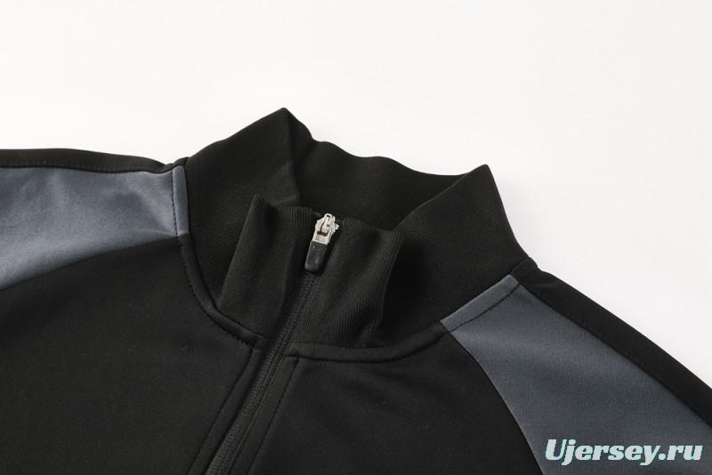 2025 Nike Air Black Tracksuit Set with Gray and White Accents Full Zipper Jacket + Long Pants