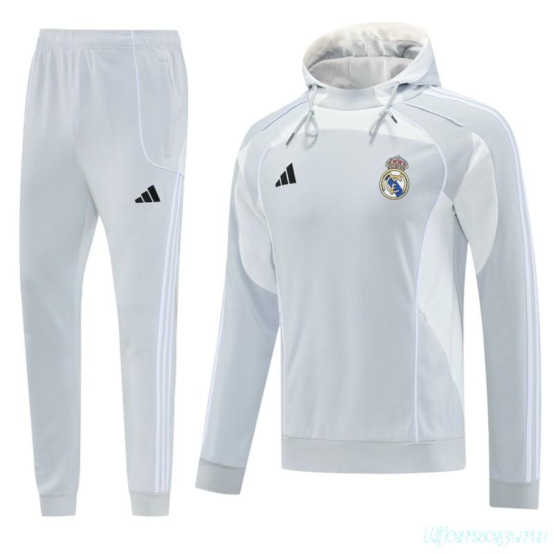 25/26 Real Madrid Hoodie Full Zipper Jacket + Long Pants