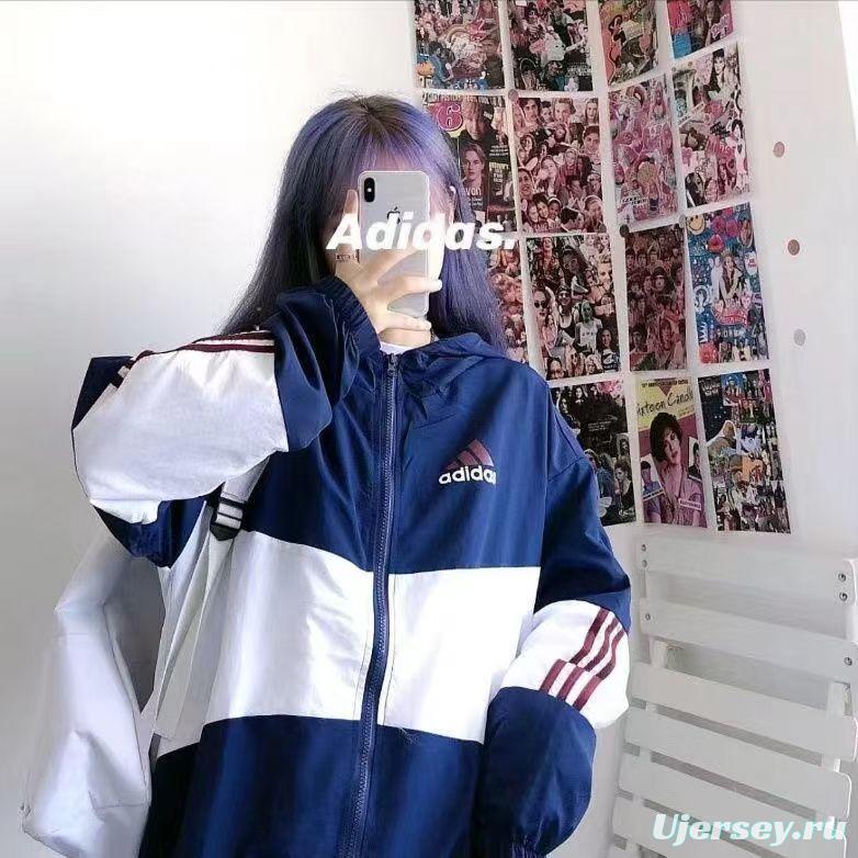 2025 Adidas White/Black/Wine Full Zipper Hoodie Windbreaker