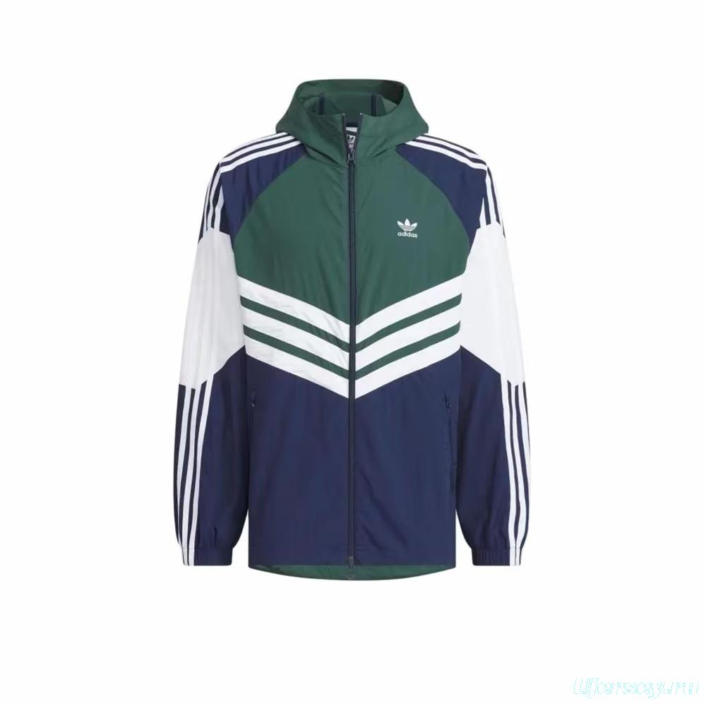 2025 Adidas Original Navy/Green White Windbreaker
