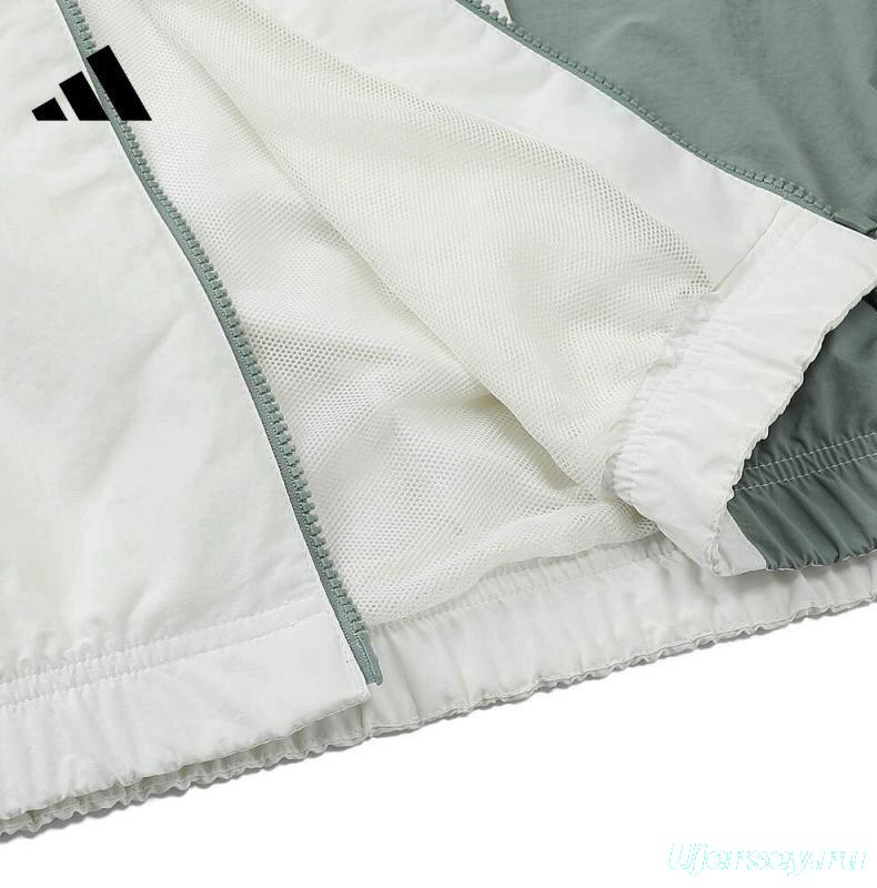2025 Adidas Cream Colored Nylon Taslon Full Zipper Windbreaker