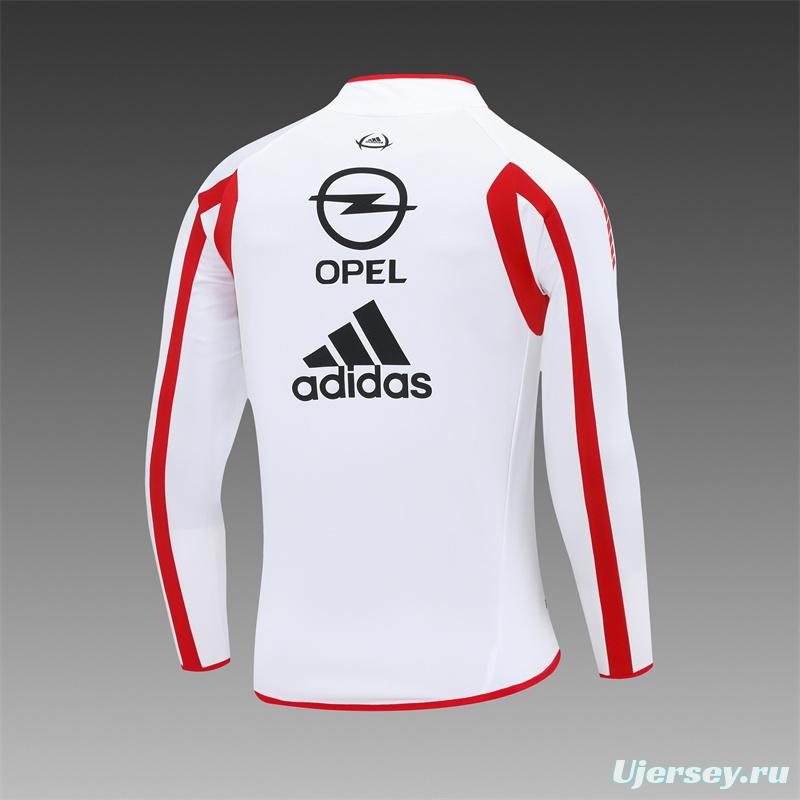 Retro 05/06 AC Milan White Half Zipper Jacket+Long Pants