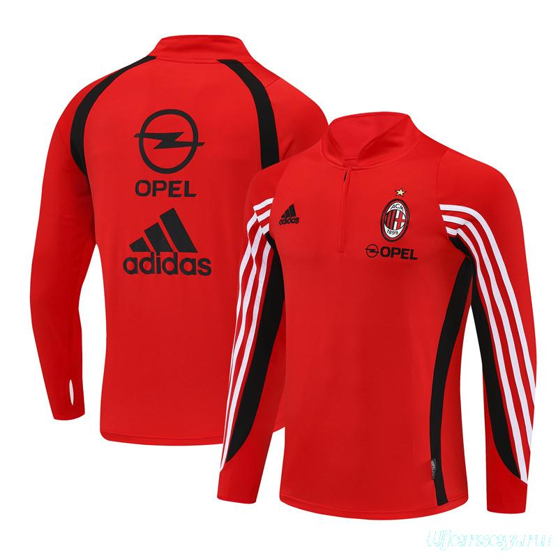 Retro 03/04 AC Milan Red Half Zipper Jacket