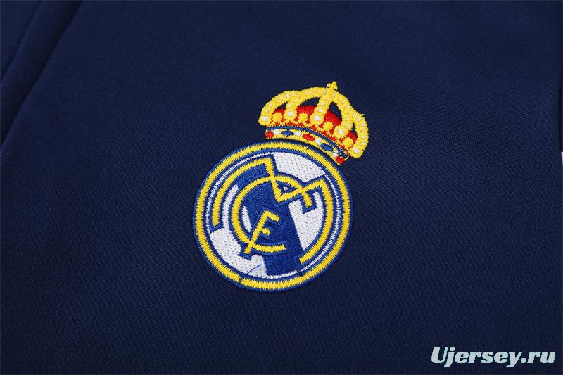 Retro 03/04 Real Madrid Royal Blue Half Zipper Jacket+Long Pants