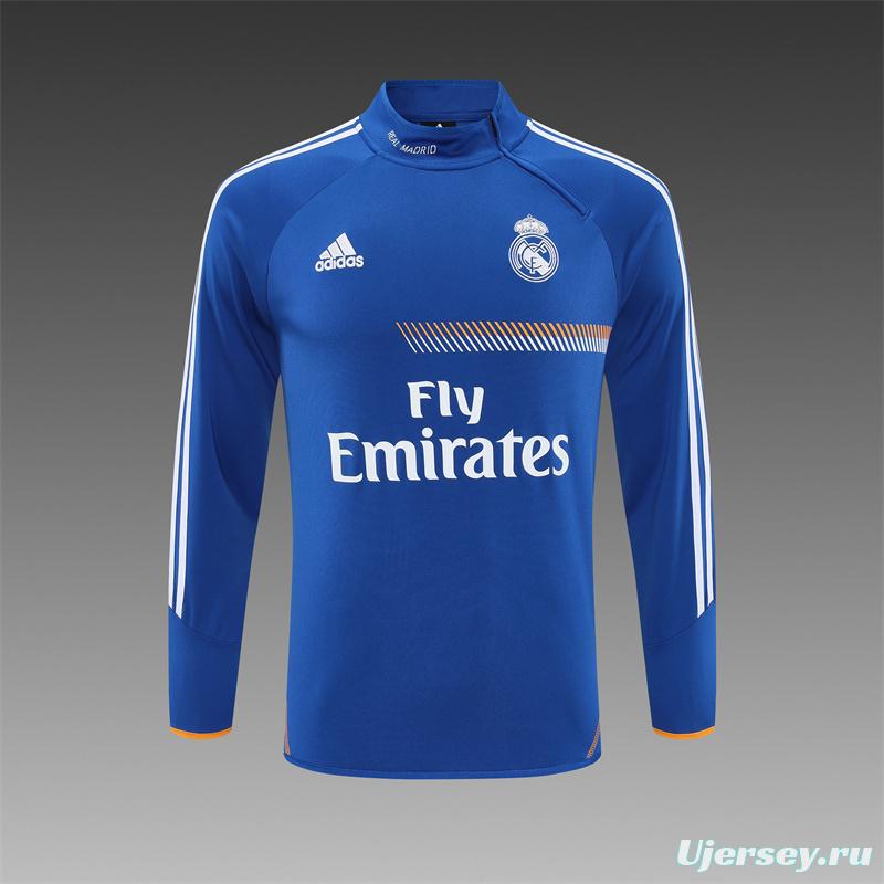 Retro 13/14 Real Madrid Color Blue Half Zipper Jacket