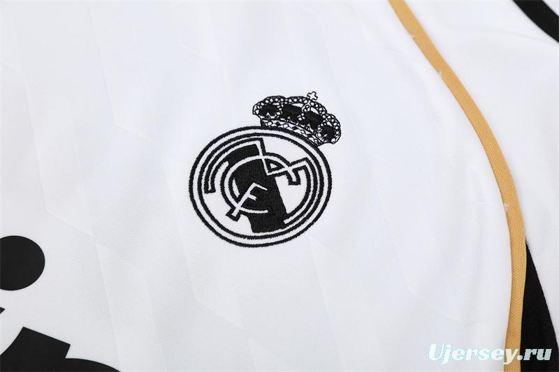Retro 11/12 Real Madrid White Half Zipper Jacket