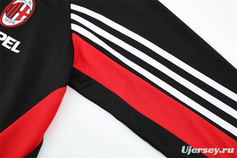 Retro 03/04 AC Milan Black Half Zipper Jacket+Long Pants