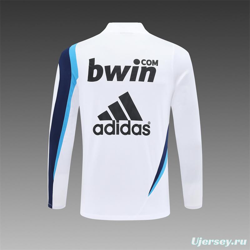 Retro 09/10 Real Madrid White Half Zipper Jacket