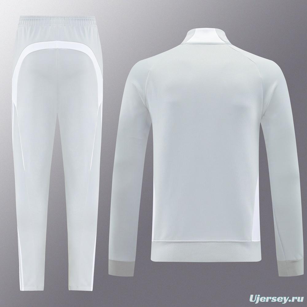 25/26 Real Madrid Grey Full Zipper Jacket + Long Pants