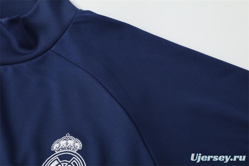 Retro 16/17 Real Madrid Royal Blue Half Zipper Jacket