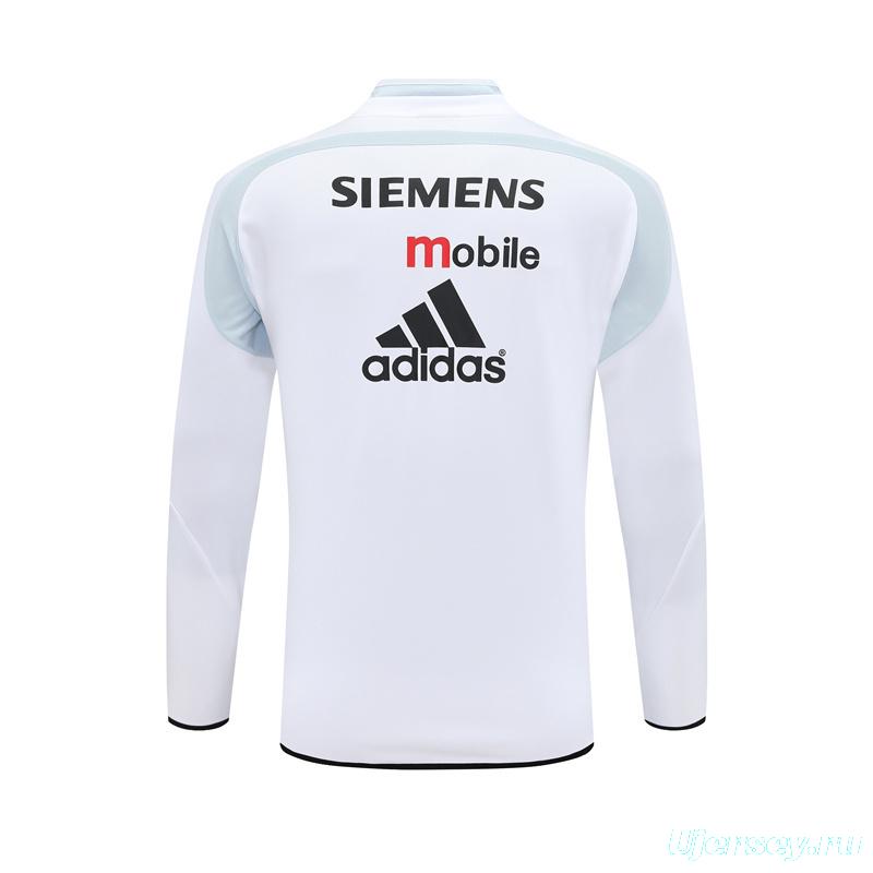 Retro 04/05 Real Madrid White Half Zipper Jacket