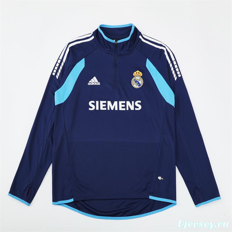 Retro 05/06 Real Madrid Royal Blue Half Zipper Jacket+Long Pants