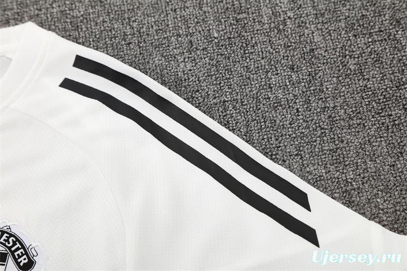 25/26 Manchester United White Purple Short Sleeve+Soccer Shorts