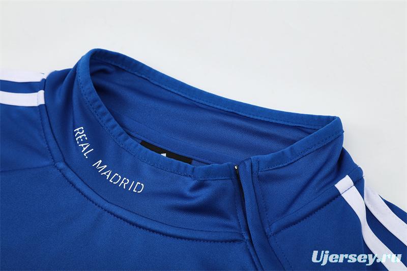 Retro 13/14 Real Madrid Color Blue Half Zipper Jacket