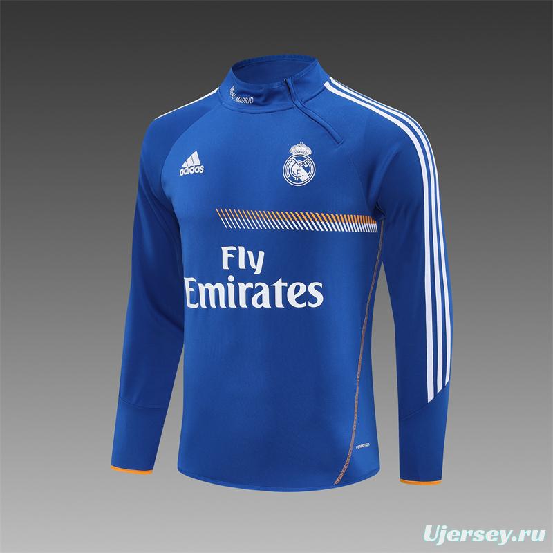 Retro 13/14 Real Madrid Color Blue Half Zipper Jacket