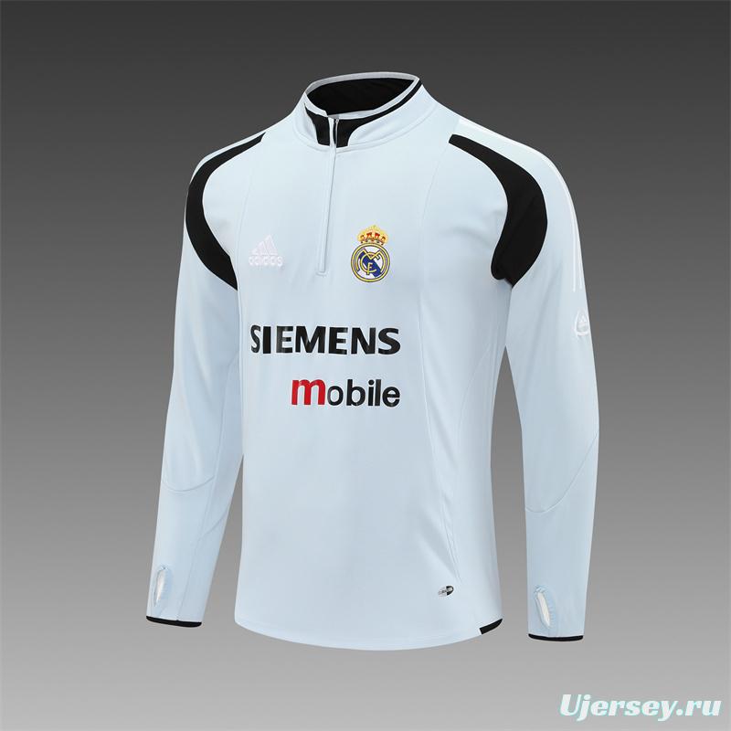 Retro 04/05 Real Madrid Light Grey Half Zipper Jacket