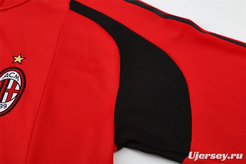 Retro 04/05 AC Milan Red Half Zipper Jacket+Long Pants
