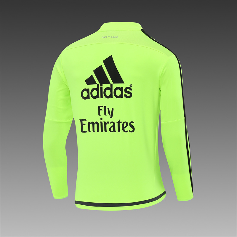 Retro 15/16 Real Madrid Fluorescent Green Half Zipper Jacket