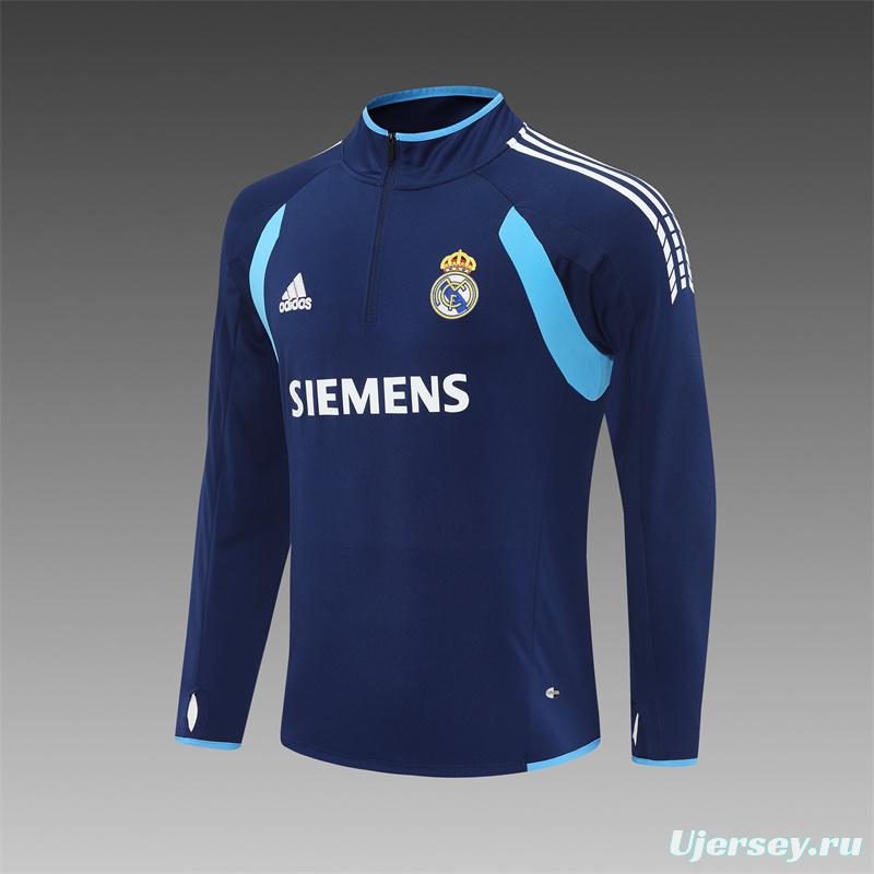 Retro 05/06 Real Madrid Royal Blue Half Zipper Jacket+Long Pants