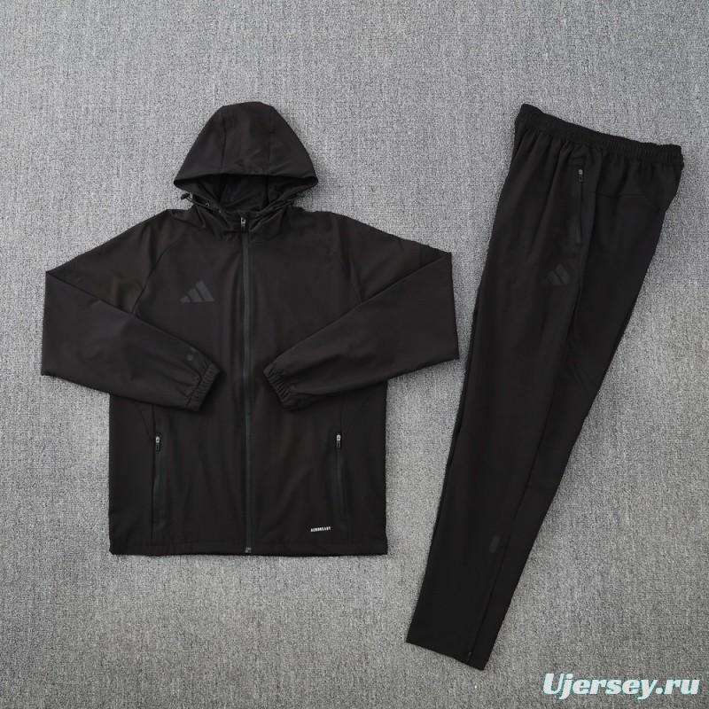 25/26 Adidas Black Hoodie Full Zipper Jacket + Long Pants